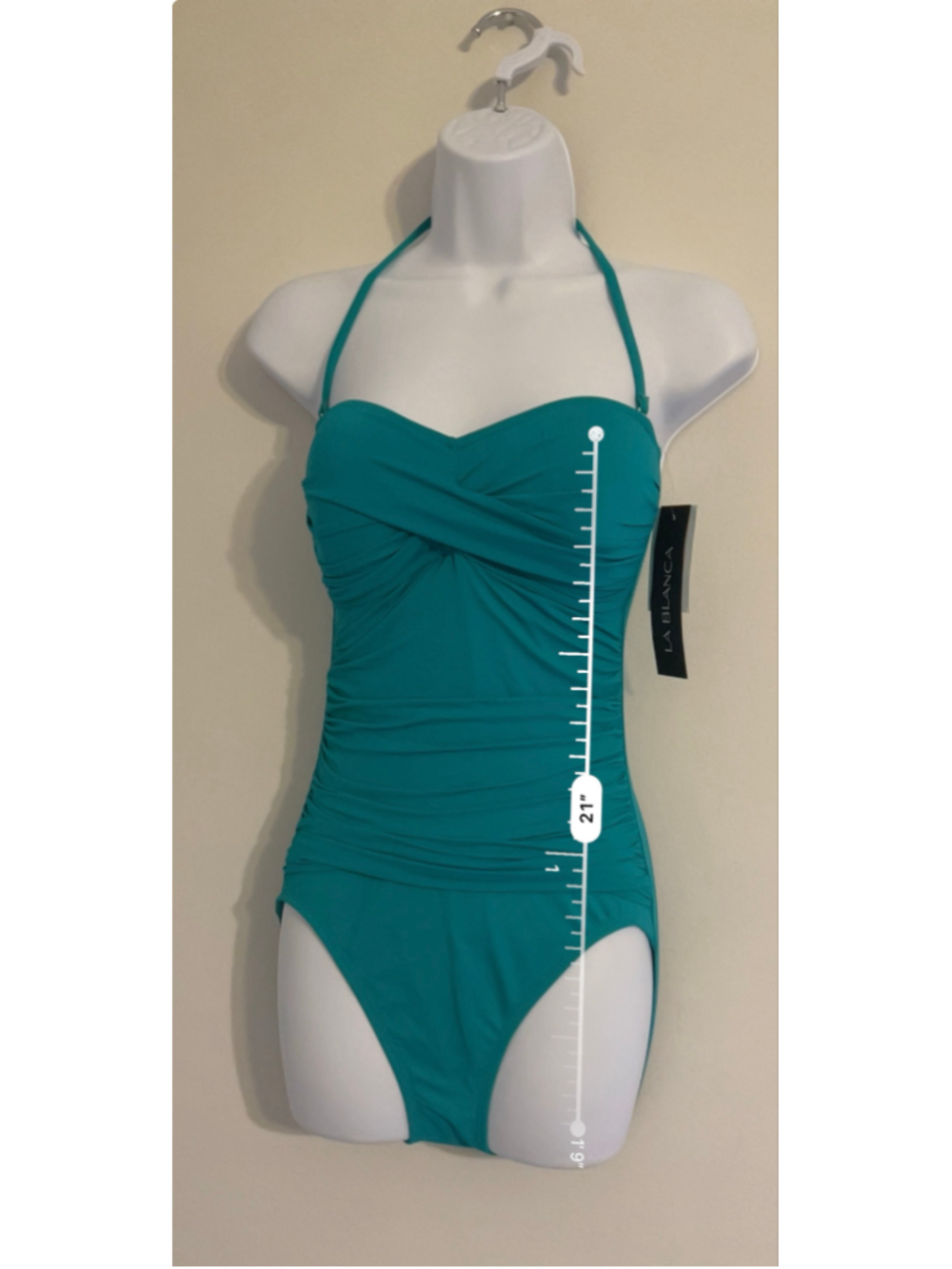 Women's LA BLANCA Teal One Piece Swimsuit Size 8 - Picture 7 of 7
